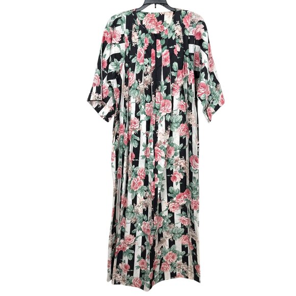 Vintage Anthony Richards House Dress Mumu Small Pink Floral Striped - Picture 1 of 8
